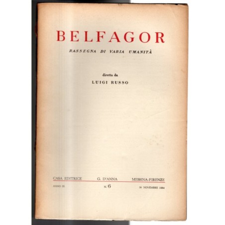 BELFAGOR. RASSEGNA DI VARIA UMANITÀ-n 6, 30 novembre-1954
