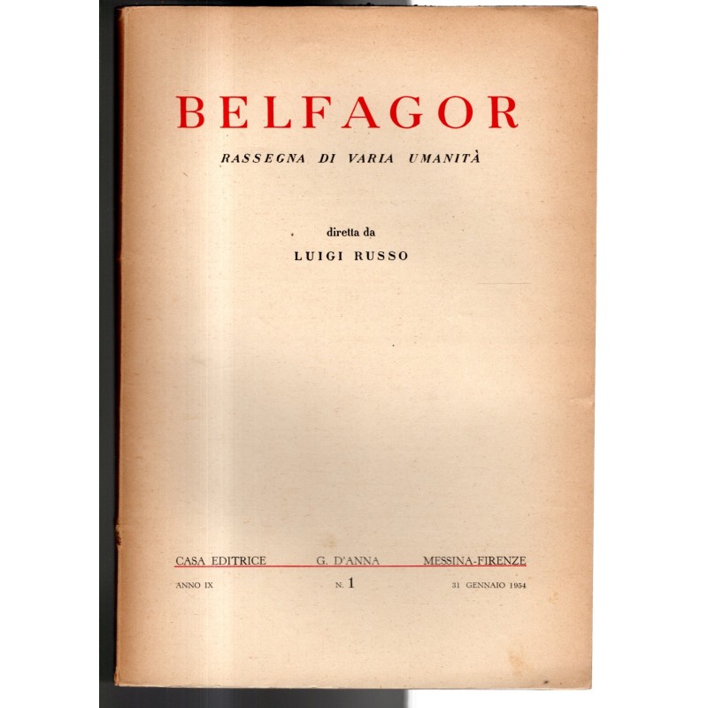 BELFAGOR. RASSEGNA DI VARIA UMANITÀ-n 1, 31 gennaio-1954