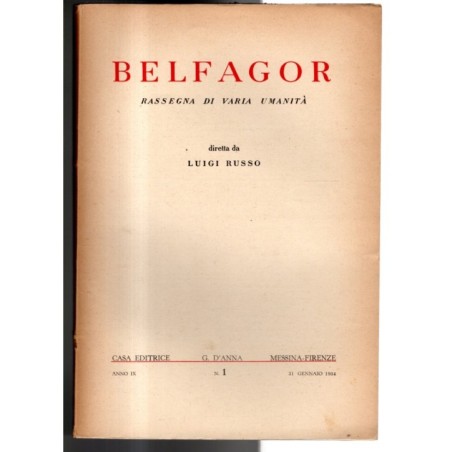 BELFAGOR. RASSEGNA DI VARIA UMANITÀ-n 1, 31 gennaio-1954