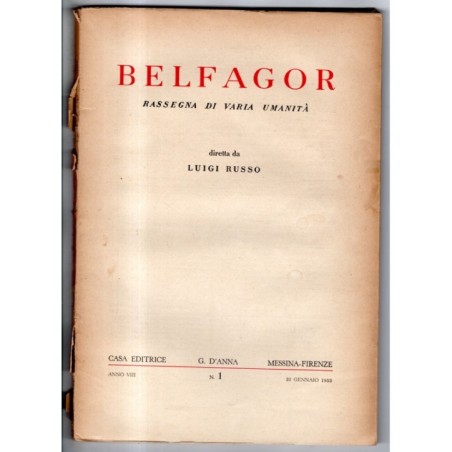 BELFAGOR. RASSEGNA DI VARIA UMANITÀ-n 1, 31 gennaio-1953