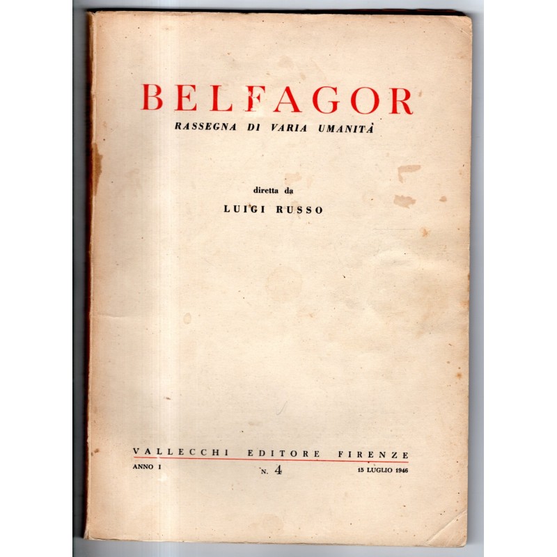 BELFAGOR. RASSEGNA DI VARIA UMANITÀ-n 4, 15 luglio-1946