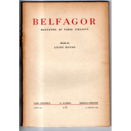 BELFAGOR. RASSEGNA DI VARIA UMANITÀ-n 3, 31 maggio-1953