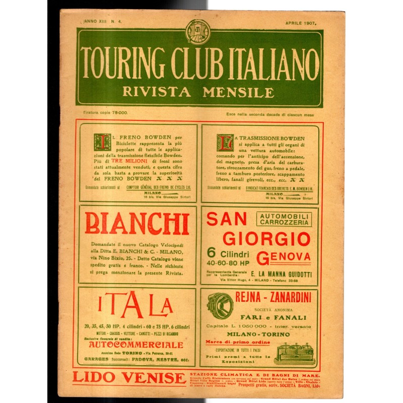 TOURING CLUB ITALIANO-n 4, aprile-1907