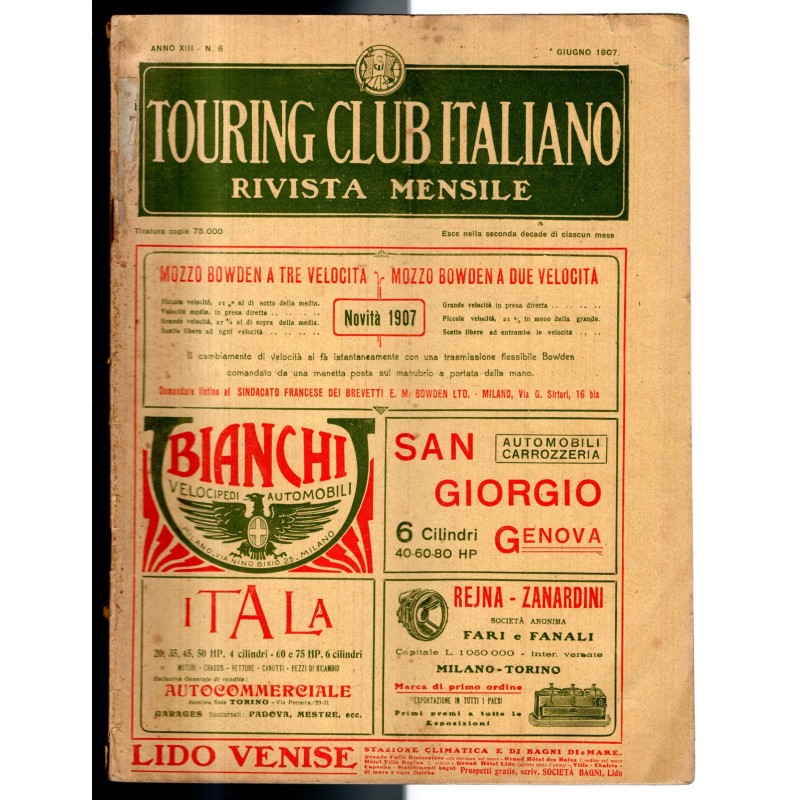 TOURING CLUB ITALIANO-n 6, giugno-1907