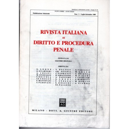 RIVISTA ITALIANA DI DIRITTO E PROCEDURA PENALE-fasc 3, luglio-settembre-1989