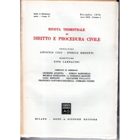 RIVISTA TRIMESTRALE DI DIRITTO E PROCEDURA CIVILE-numero 4, dicembre-1976