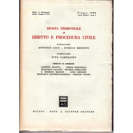 RIVISTA TRIMESTRALE DI DIRITTO E PROCEDURA CIVILE-numero 2, giugno-1980