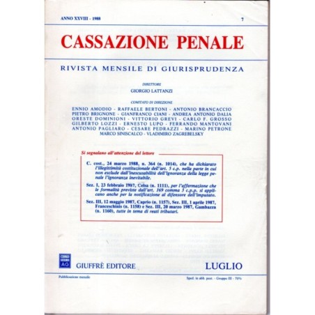 CASSAZIONE PENALE-numero 7, luglio-1988