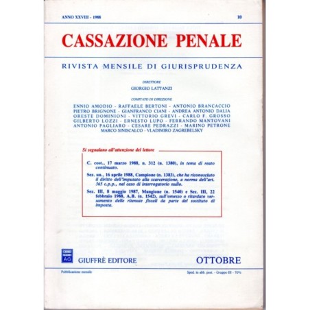 CASSAZIONE PENALE-numero 10, ottobre-1988