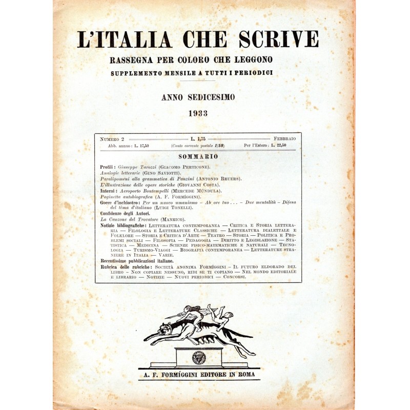 L'ITALIA CHE SCRIVE-supplemento, numero 2, febbraio-1933