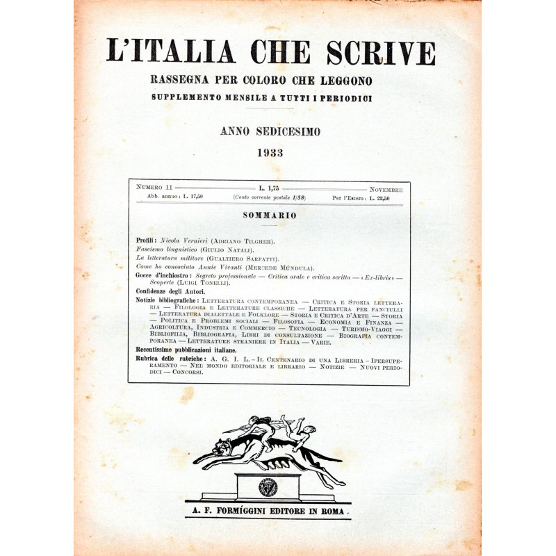 L'ITALIA CHE SCRIVE-supplemento, numero 11, novembre-1933