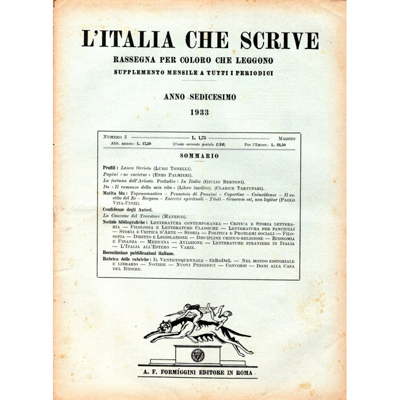 L'ITALIA CHE SCRIVE-supplemento, numero 5, maggio-1933