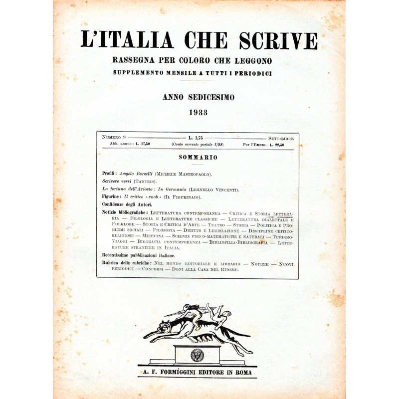 L'ITALIA CHE SCRIVE-supplemento, numero 9, settembre-1933