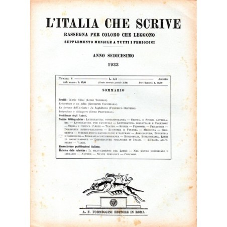 L'ITALIA CHE SCRIVE-supplemento, numero 8, agosto-1933