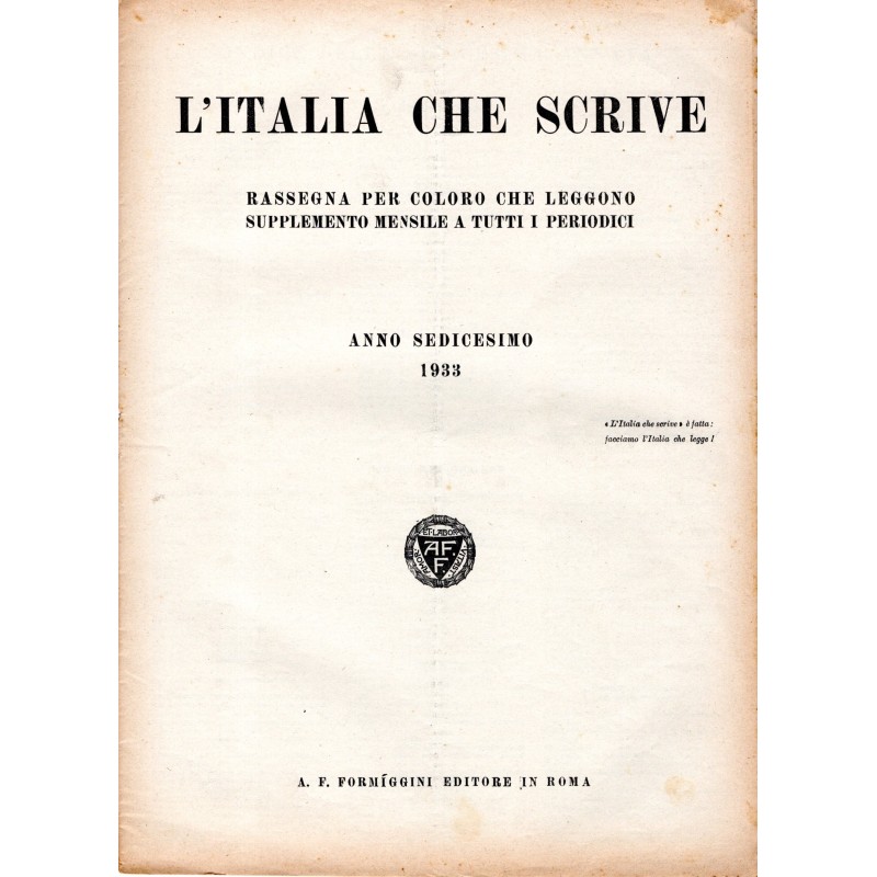L'ITALIA CHE SCRIVE-supplemento-1933