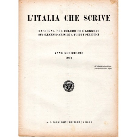 L'ITALIA CHE SCRIVE-supplemento-1933