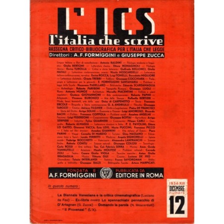 L'ITALIA CHE SCRIVE-numero 12, dicembre-1934