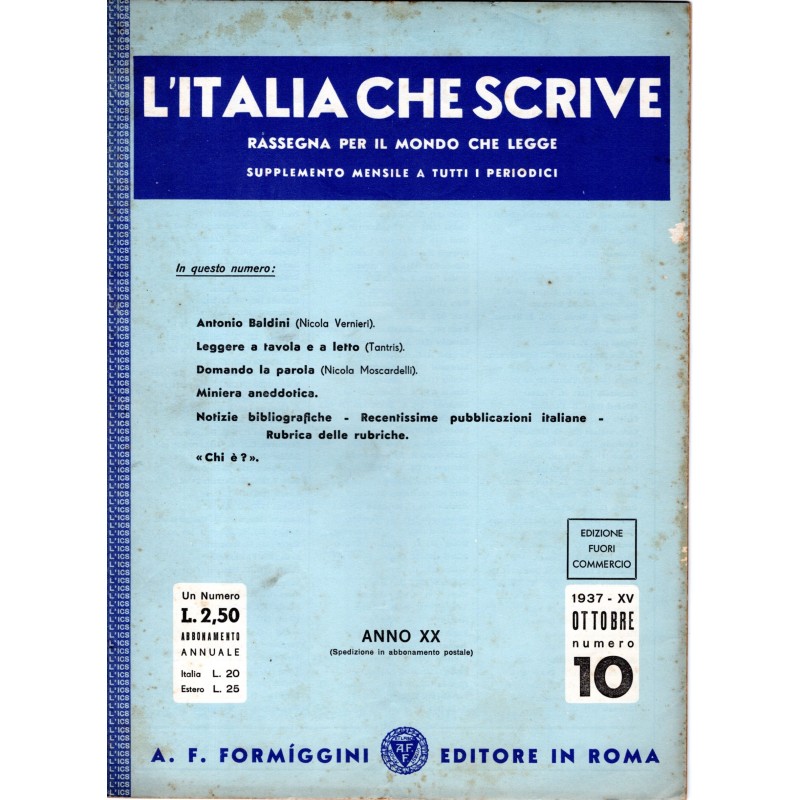 L'ITALIA CHE SCRIVE-supplemento, numero 10, ottobre-1937