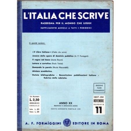L'ITALIA CHE SCRIVE-supplemento, numero 11, novembre-1937