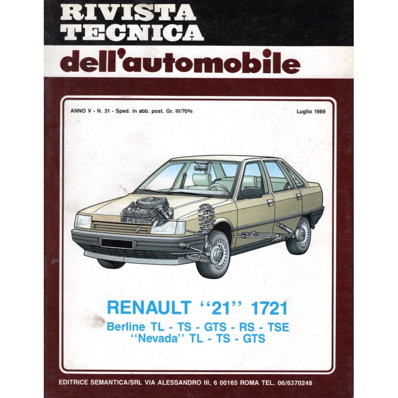 RIVISTA TECNICA DELL'AUTOMOBILE-n 31, luglio-1989