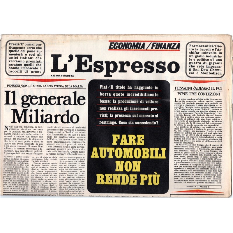 L'ESPRESSO-n 42, 21 ottobre-1973