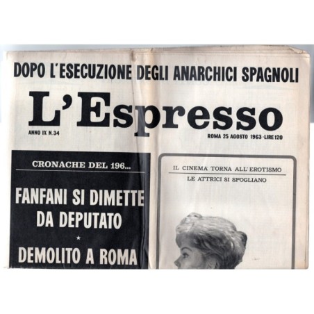 L'ESPRESSO-n 34, 25 agosto-1963