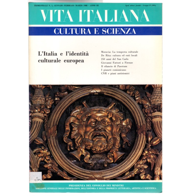 VITA ITALIANA. CULTURA E SCIENZA-n 1, gen/feb/mar-1988
