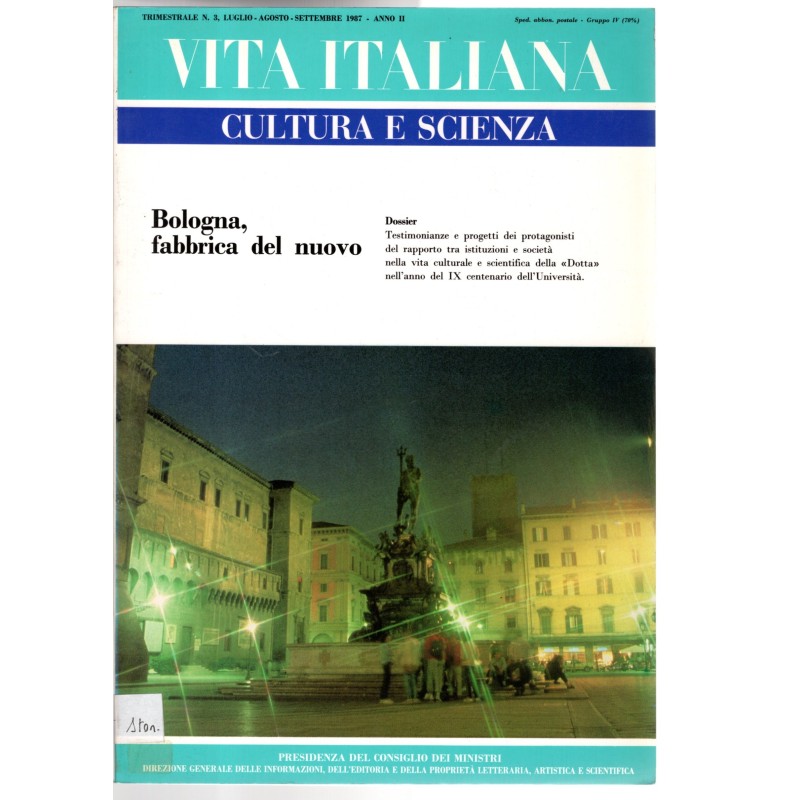VITA ITALIANA. CULTURA E SCIENZA-n 3, lug/ago/set-1987