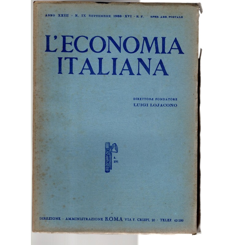 L'ECONOMIA ITALIANA-n 9, settembre-1938