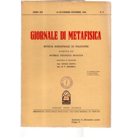 GIORNALE DI METAFISICA-n 6, 15 novembre/dicembre-1964