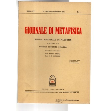 GIORNALE DI METAFISICA-n 1, 15 gennaio/febbraio-1961