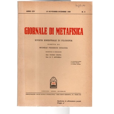 GIORNALE DI METAFISICA-n 6, 15 novembre/dicembre-1959
