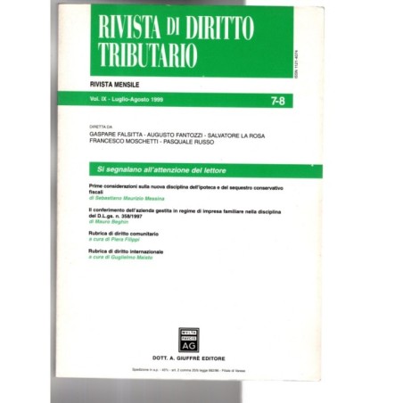 RIVISTA DI DIRITTO TRIBUTARIO-vol IX, n 7-8, luglio/agosto-1999