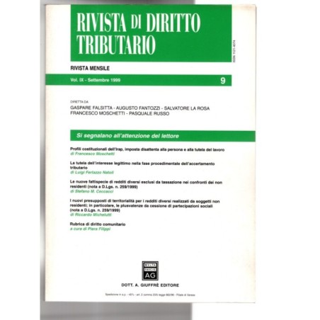 RIVISTA DI DIRITTO TRIBUTARIO-vol IX, n 9, settembre-1999