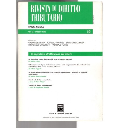 RIVISTA DI DIRITTO TRIBUTARIO-vol IX, n 10, ottobre-1999