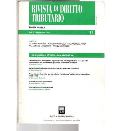 RIVISTA DI DIRITTO TRIBUTARIO-vol IX, n 11, novembre-1999
