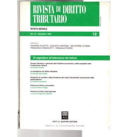 RIVISTA DI DIRITTO TRIBUTARIO-vol IX, n 12, dicembre-1999