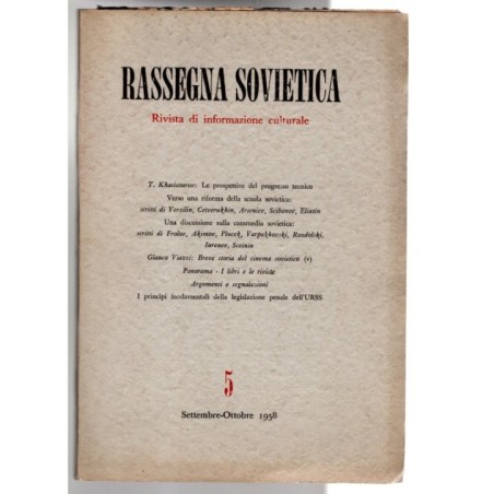 RASSEGNA SOVIETICA-n 5, settembre/ottobre-1958