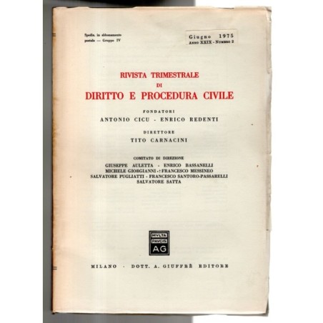 RIVISTA TRIMESTRALE DI DIRITTO E PROCEDURA CIVILE-numero 2, giugno-1975