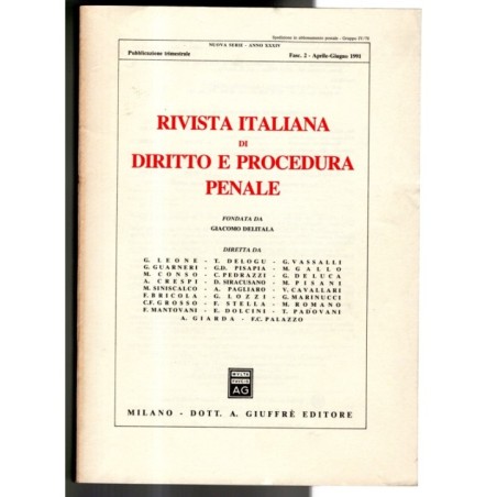 RIVISTA ITALIANA DI DIRITTO E PROCEDURA PENALE-fasc 2, aprile-giugno-1991