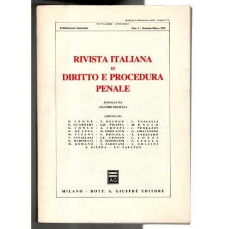 RIVISTA ITALIANA DI DIRITTO E PROCEDURA PENALE-fasc 1, gennaio-marzo-1992
