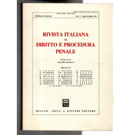 RIVISTA ITALIANA DI DIRITTO E PROCEDURA PENALE-fasc 3, luglio-settembre-1991