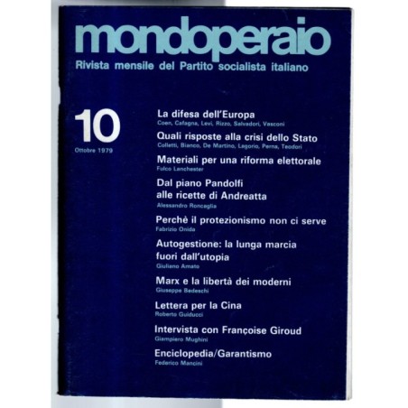 MONDOPERAIO-n 10, ottobre-1979