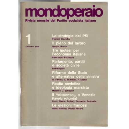 MONDOPERAIO-n 1, gennaio-1978