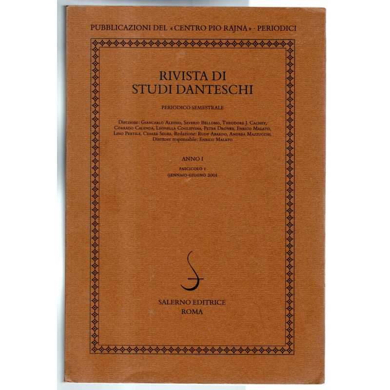 RIVISTA DI STUDI DANTESCHI-fascicolo 1, gennaio/giugno-2001