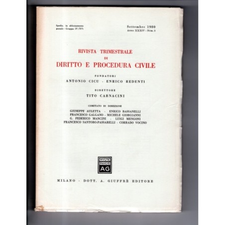 RIVISTA TRIMESTRALE DI DIRITTO E PROCEDURA CIVILE-numero 3, settembre-1980