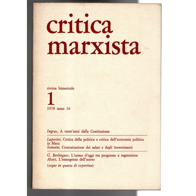 CRITICA MARXISTA-n 1, gennaio/febbraio-1978