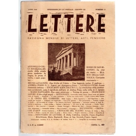LETTERE. RASSEGNA MENSILE DI LETTERE, ARTI, PENSIERO-n 5-1946
