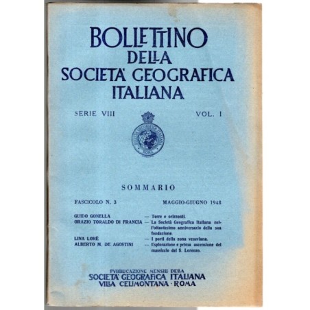 BOLLETTINO DELLA SOCIETÀ GEOGRAFICA ITALIANA-fasc n 3, maggio/giugno-1948