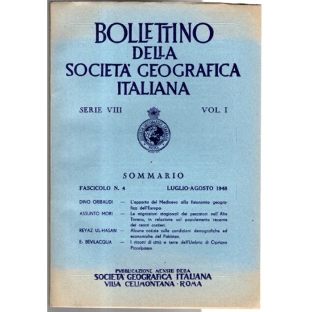 BOLLETTINO DELLA SOCIETÀ GEOGRAFICA ITALIANA-fasc n 4, luglio/agosto-1948